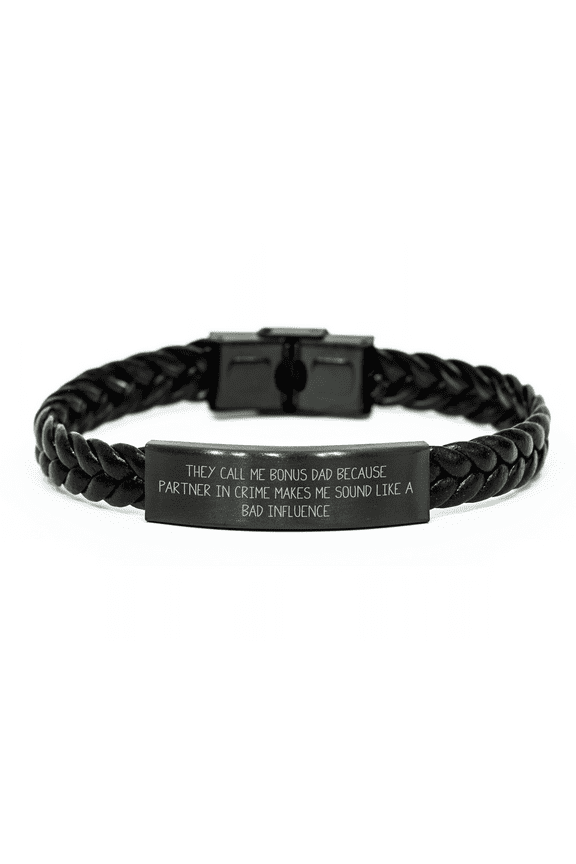 Bonus Dad Gifts, Birthday Unique, Funny Quote, Braided Leather Bracelet, Men's, Women's