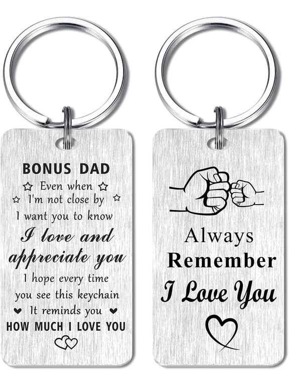 Bonus Dad Gifts, I Love You Step Dad Birthday Keychain Gifts, Appreciate Stepdad Key Chain, Step Father Present