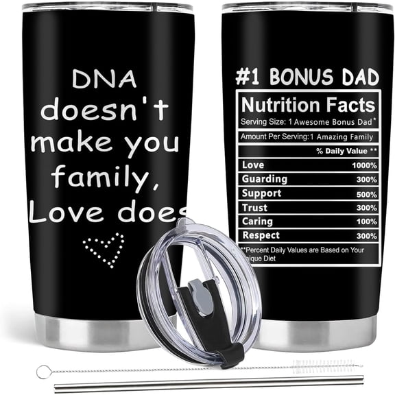 Bonus Dad Gifts, Step Dad Gifts, 20oz Stainless Steel Tumbler with Lid Strawifts, Bonus Dad Gifts, 20oz Stainless Steel Tumbler with Lid Straw