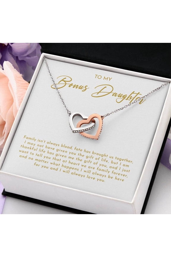 Bonus Daughter , Bonus Daughter Necklace, Stepdaughter , Step Daughter Jewelry, Bonus Daughter Jewelry, Mother Daughter, Multi Interlocking Heart Necklace
