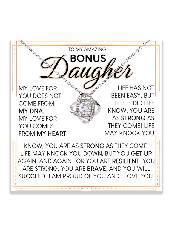 Bonus Daughter, Bonus Daughters Necklace From Stepdad, Step Daughter From Step Step Daughters, Stepdaughter Necklace From Step Stepdaughter, Gold Love Knot Necklace