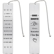 Bonus Daughter Bookmark Gifts from Stepmom and Stepdad, I Love My Step Daughter Bookmark, Best Stepdaughter Birthday Gift, Personalized Graduation Wedding Present for Adult Stepdaughter