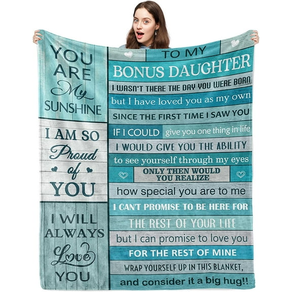Bonus Daughter Gifts Blanket 50" X 60", Gift for Bonus Daughter, Bonus Daughter Gifts from Stepmom for Birthday/ Christmas, Bonus Daughter Gifts Wedding, Stepdaughter Gifts from Stepmom