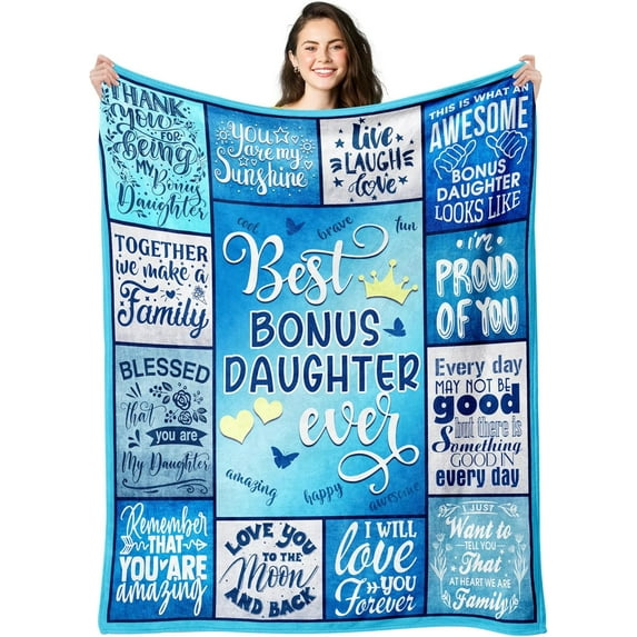 Bonus Daughter Gifts, Gifts for Bonus Daughter, Bonus Daughter Gifts from Stepmom Stepdad, Stepdaughter Gifts from Stepmom, to My Bonus Daughter Mothers Day Blanket 50" x 60"