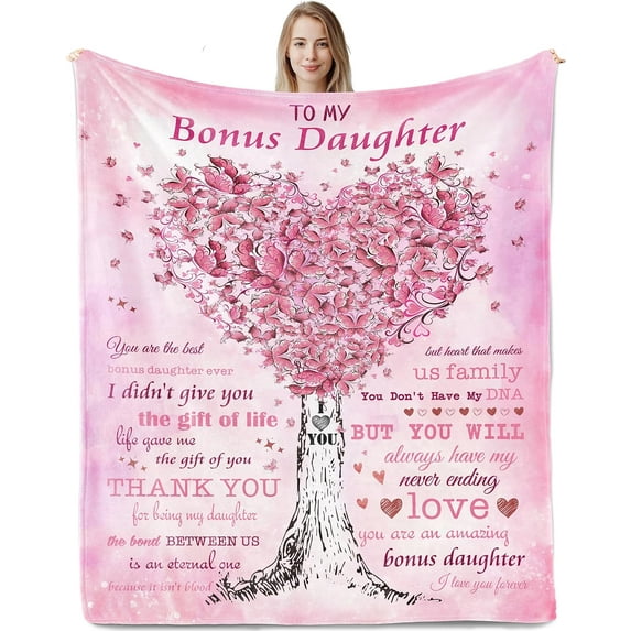 Bonus Daughter Gifts, Stepdaughter Gifts from Stepmom, Best Gift for Bonus Daughter, Bonus Daughter Birthday Gifts, to My Bonus Daughter Gifts Blanket 50"x60"