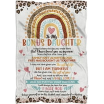 to My Bonus Daughter Throw Blanket 60"x50", Bonus Daughter Gifts, Stepdaughter Gifts from Stepmom Steddad, Gift for Bonus Daughter from Bonus Mom on Christmas, Bonus Daughter Birthday Gifts