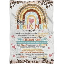 Bonus Mom Blanket 60"x50", Gifts for Bonus Mom From Stepdaughter Stepson, Best Bonus Mom Ever Gift for Christmas Mothers Day, Step Mom Throw Blanket, Birthday Bonus Mom Gifts from Daughter Son