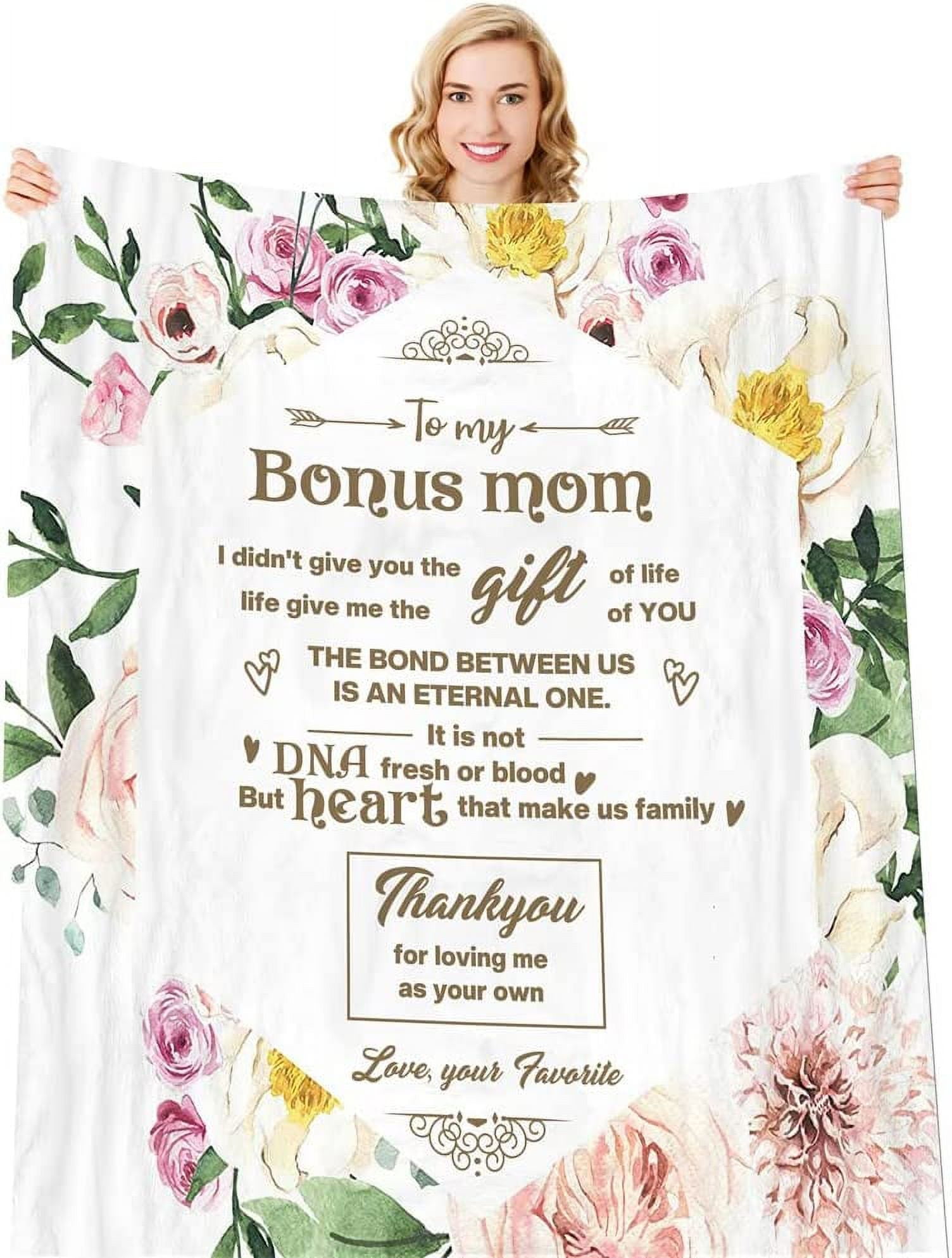 NVDOXSA Christmas Bonus Mom Blanket Gift, Stepmom Blanket from Stepdaughter  Stepson, Step Mom Throw Blanket 50x60 Gifts for Bonus Mom Birthday