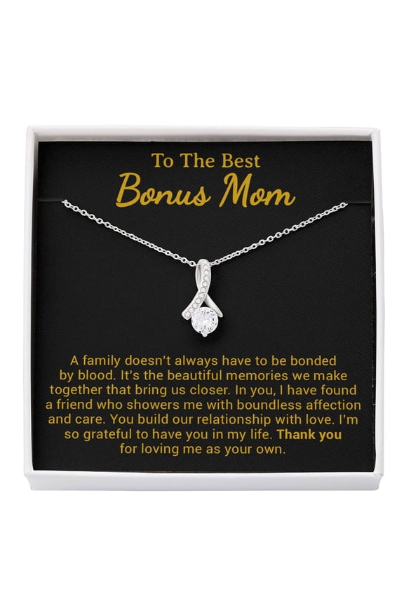 To My Bonus Mom From Daughter Son Step Mom Mother'S Day Necklace, A Meaningful Necklace Perfect For Anniversaries, Birthdays, Valentine V6777, Gold Alluring Necklace