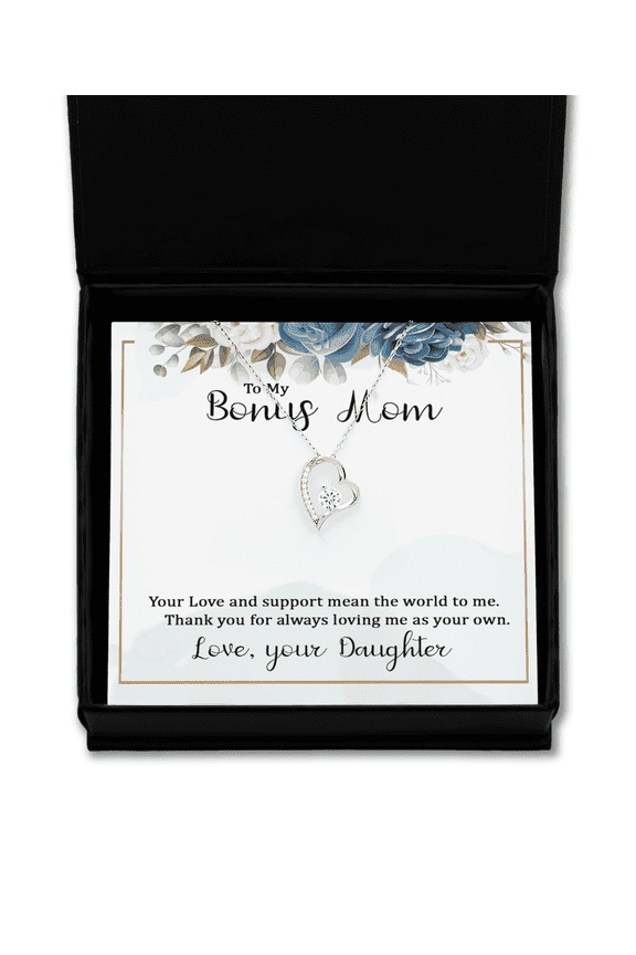 Bonus Mom Gift Necklace, Mothers Day Gift Necklace, Birthday Gift Necklace, Step Mom, Step Daughter Gift Necklace, Solitaire Crystal Necklace