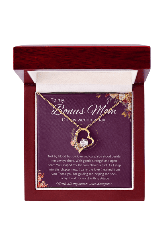 Bonus Mom Gift Necklace from Bride, Step Mother Wedding Gift From bride, Forever Love Gift Necklace From Bride to Stepmom from Stepdaughter