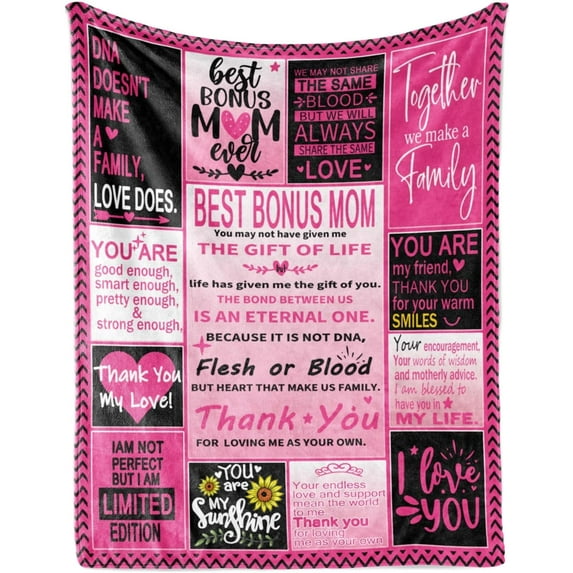 Bonus Mom Gifts, Bonus Mom Blanket, Step Mom, Step Mom, Step Mom Gift Ideas, Best Step Mom, Birthday Gift for Step Mom, Step Mom Throw Blanket 60" x 50”