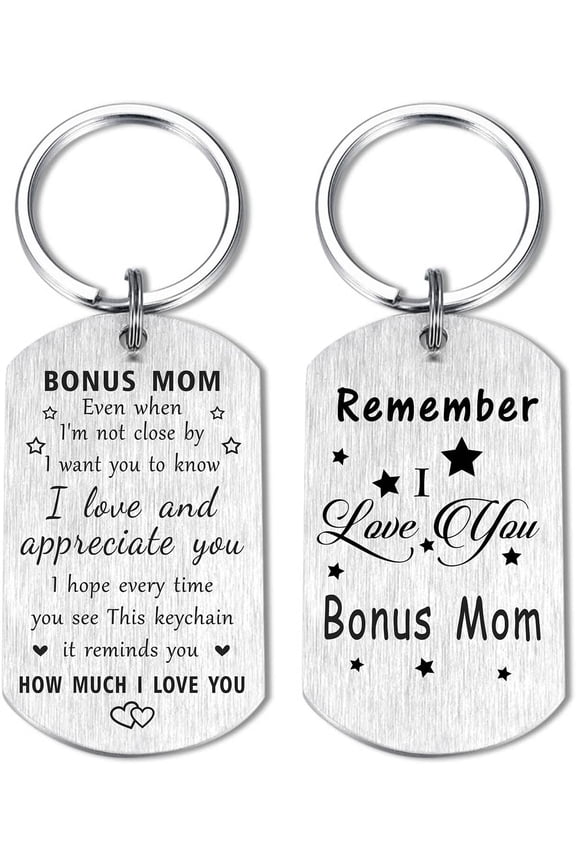 Bonus Mom Mothers Day Keychain, Remember I Love You Step Mom Gifts for Birthday, Meaningful Stepmom Present