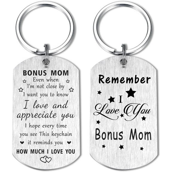 Bonus Mom Mothers Day Keychain, Remember I Love You Step Mom Gifts for Birthday, Meaningful Stepmom Present