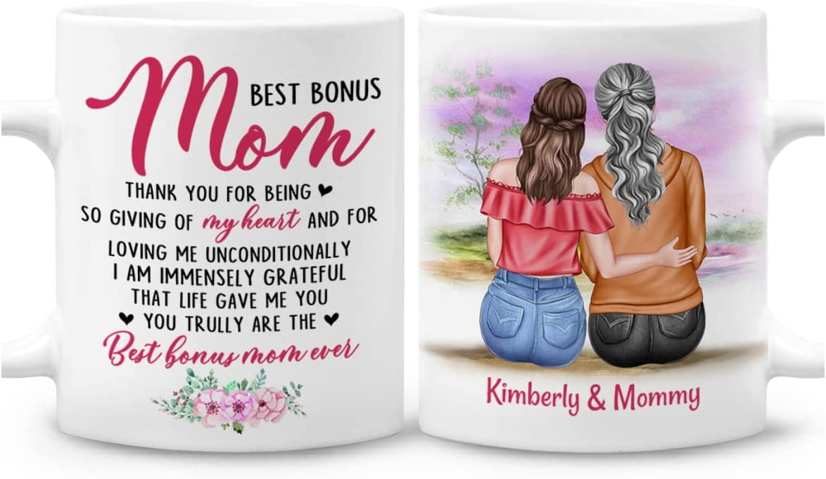 Bonus Mom Mug Personalized Thank You For Loving As Your Own Coffee Mugs Cup  11oz 15oz Birthday Mothers Day Christmas Presents For Stepmom Stepmothers  Stepmoms Gifts 