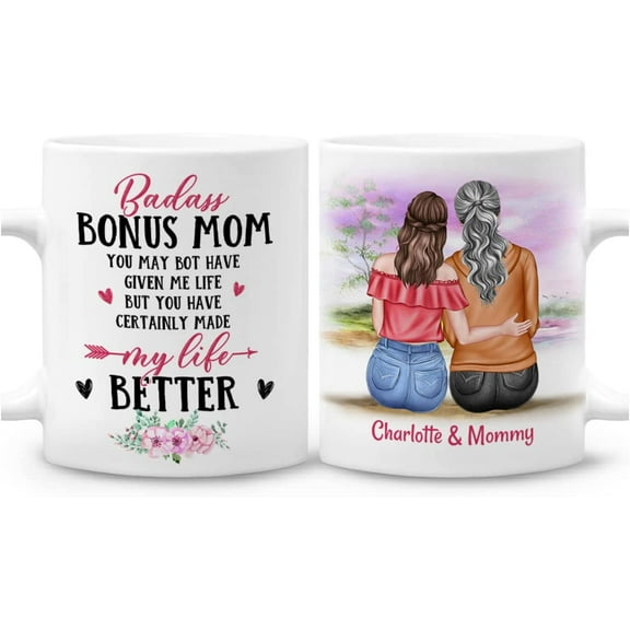 Bonus Mom Mug Personalized Thank You For Loving As Your Own Coffee Mugs Cup 11oz 15oz Birthday Mothers Day Christmas Presents For Stepmom Stepmothers Stepmoms Gifts