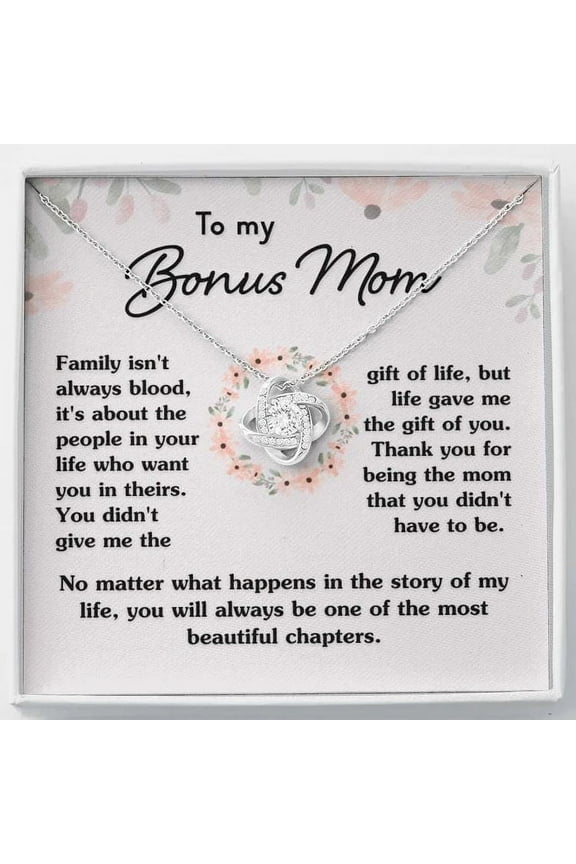 To My Bonus Mom Necklace, Bonus Mom Jewelry, Gift for Stepmom, Foster Mom - Featuring Necklace With Meaningful Message Card, Gift for Birthday, Mother's Day