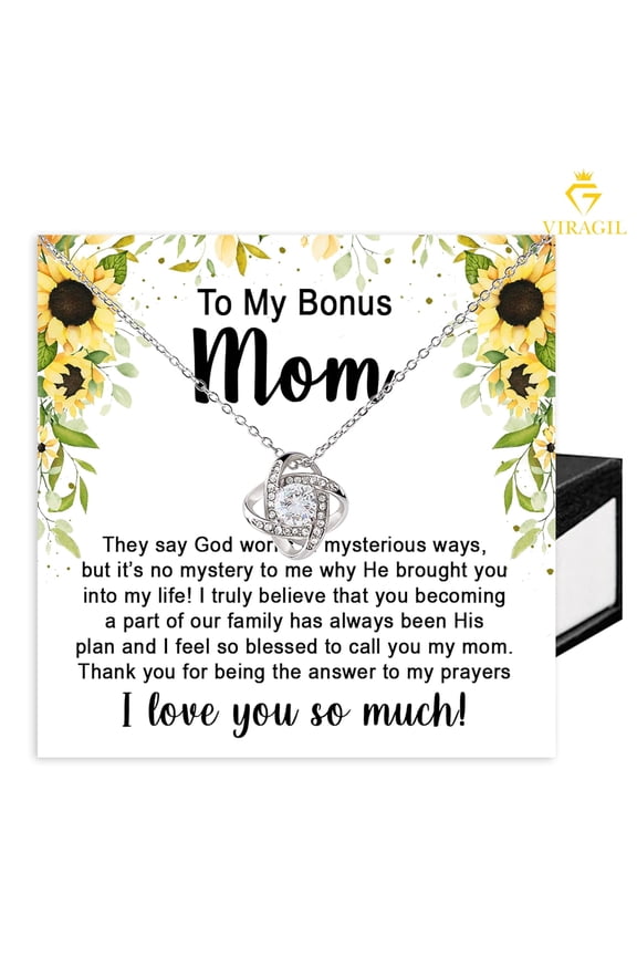 To My Bonus Mom Necklace, Step Mom, Bonus Mom, Bonus Mom Necklace, Stepmom Mothers Day, Bonus Mom From Daughter, Mom Daughter Jewelry #408, Gold Love Knot Necklace