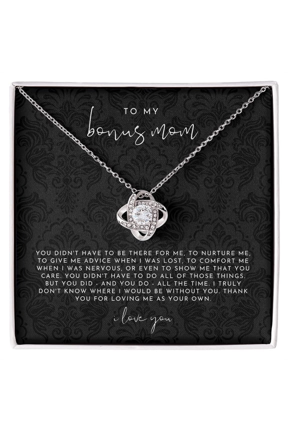 Bonus Mom Step Mom Love Necklace, White Love Knot Necklace