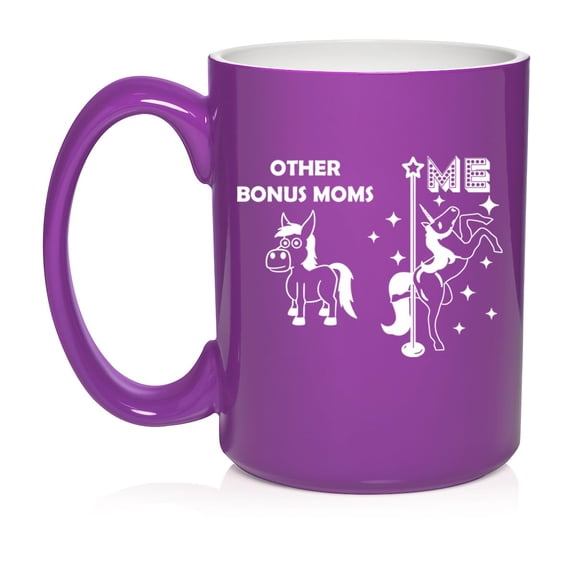 Bonus Mom Superstar Unicorn Funny Mother In Law Ceramic Coffee Mug Tea Cup Gift for Her, Gift For Mom (15oz Purple)