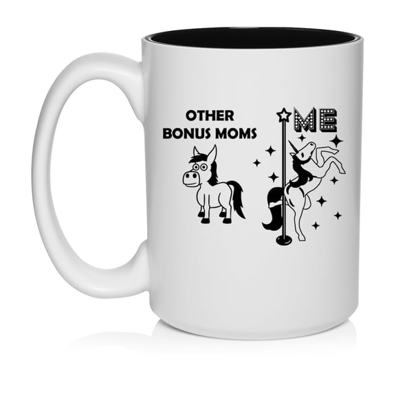 Bonus Mom Superstar Unicorn Funny Mother In Law Ceramic Coffee Mug Tea Cup Gift for Her, Gift For Mom (15oz White)