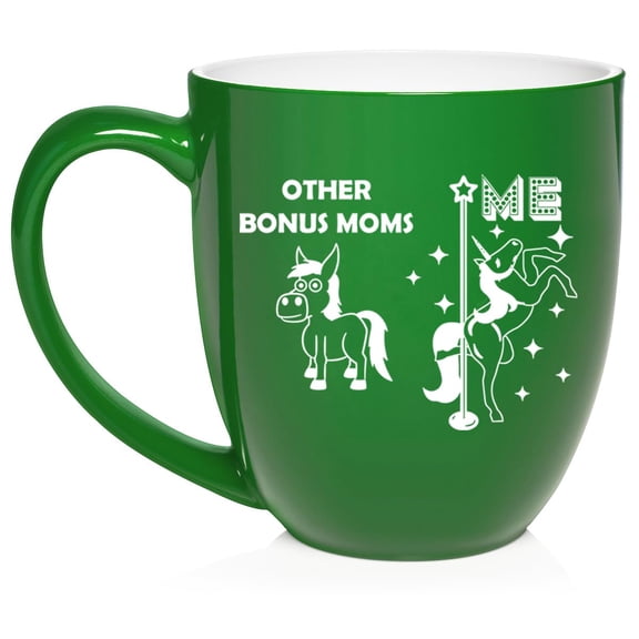 Bonus Mom Superstar Unicorn Funny Mother In Law Ceramic Coffee Mug Tea Cup Gift for Her, Gift For Mom (16oz Green)