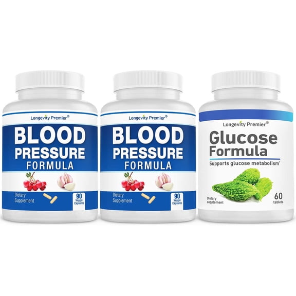 [Bonus Pack] Longevity Blood Pressure Formula 90 caps x 2 Bottles with 1 Bonus Bottle of Glucose Formula [60 Tablets]