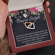 Bonus SisterHeart Necklace Message Card Sentimental Present Birthday Unbiological Sister, Multi Interlocking Heart Necklace