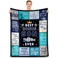 thumbnail image 1 of Bonus Son Fathers Day Blanket Gifts, Bonus Son Gifts from Stepmom Stepdad, Best Birthday Gifts for Bonus Son, to My Step Son Gifts Ideas, Unique Graduation Gift for Stepson Blanket 50"x60", 1 of 5