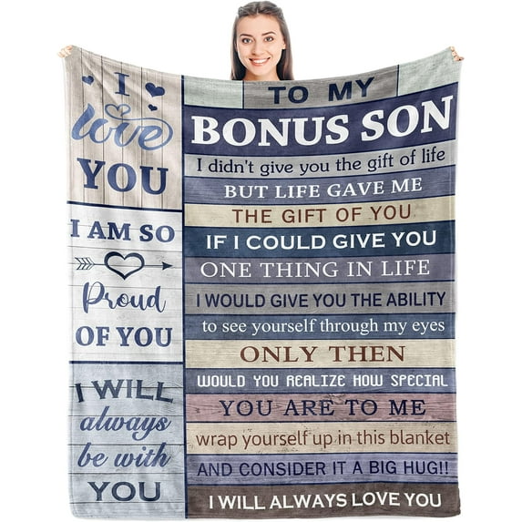 Bonus Son Gifts, Best Bonus Son Gift from Bonus Mom/Dad, Gift for Bonus Son, Step Son Gifts Ideas, Unique Birthday/Graduation for Bonus/Step Son Blanket 50" x 60"