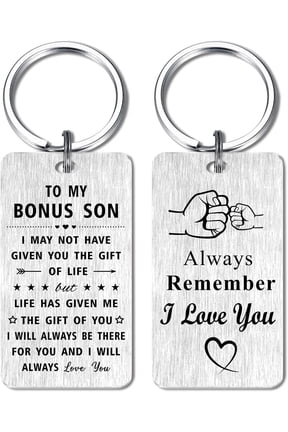 Bonus Son Gifts I Love You Step Son Birthday Keychain, Stepson Graduation Key Chain, Stepson Ideas Present from Stepmom Stepdad
