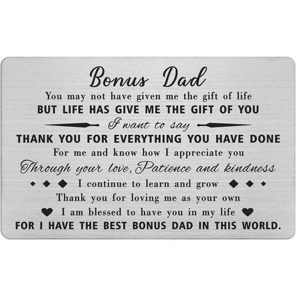 Bonus Son Gifts, Personalized Stepson Christmas Birthday Wallet Card, Adopted Son Wedding Present from Stepmom Stepdad