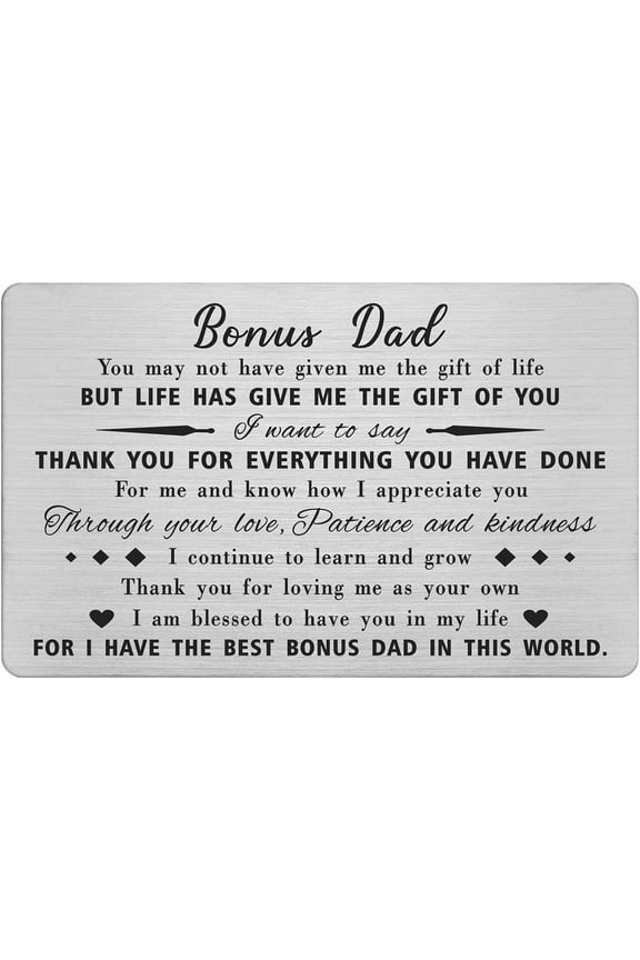 Bonus Son Gifts, Personalized Stepson Christmas Birthday Wallet Card, Adopted Son Wedding Present from Stepmom Stepdad