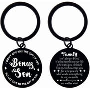 Bonus Son Keychain for Men Sons Birthday Gifts from Mom and Dad Best Son Ever Gifts Key Chain for Son In Law Wedding Day Gift Ideas Stepson Gifts from Stepmom Stepdad Sentimental Gift Ideas