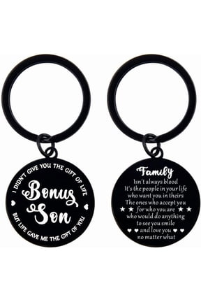 Bonus Son Keychain for Men Sons Birthday Gifts from Mom and Dad Best Son Ever Gifts Key Chain for Son In Law Wedding Day Gift Ideas Stepson Gifts from Stepmom Stepdad Sentimental Gift Ideas