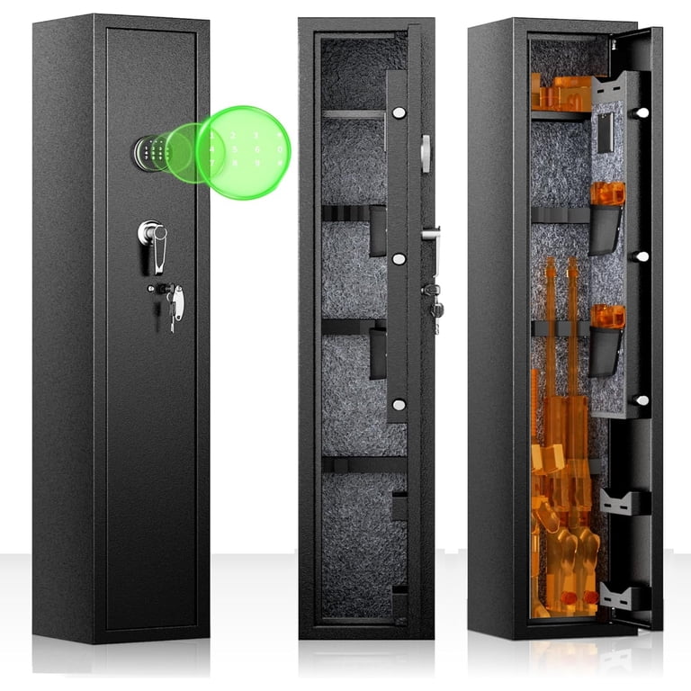 Firearm Storage Locker 3-Gun Rifle Safe With Biometric Lock | Quick ...