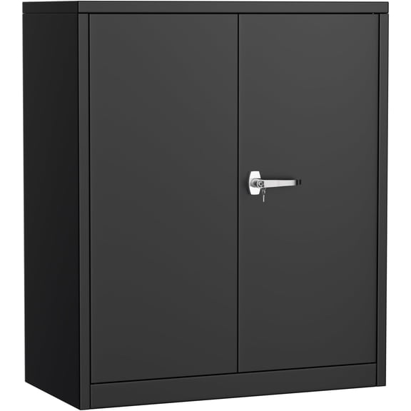 Bonusall Black Metal Storage Cabinet with Doors,Locking Metal Cabinets with 2 Adjustable Shelves,36" Steel Storage Cabinet for Home Office,Garage,Laundry Room