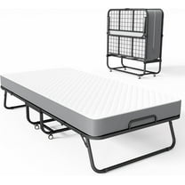 Bonusall Foldable Single Bed, Portable Bed for Adults, 5" Memory Foam Mattress-Heavy Duty Steel Frame, 75" x 31", Foldable Beds Supports 300 lbs-Compact & Space-Saving, Fold Up, Rollaway
