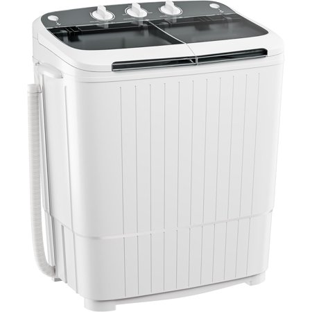 Bonusall Portable Washing Machine, 16 lbs Mini Washer and Spin Dryer Combo, Built-in Gravity Drain,Compact Laundry Washer with Drain Pump & Timer Control for Apartments, Dorms, RVs-Gray