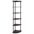 thumbnail image 1 of Bonwick 72-inch 5-shelf Corner Bookshelf Cappuccino, 1 of 10