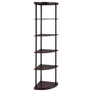 Bonwick 5-shelf Metal Frame Corner Bookshelf Cappuccino