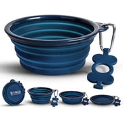 Bonza Collapsible Silicone Dog Bowl, Portable Travel Water & Food Bowl, Large Blue