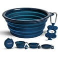 thumbnail image 1 of Bonza | Collapsible Silicone Dog Bowl | Travel Food and Water Station for Large Dogs | Lightweight, Sturdy, Leak Proof, Food Safe | Extra Large, Blue, 1 of 9
