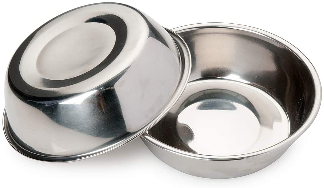 Small Stainless Steel Pet Food and Water Bowls Set