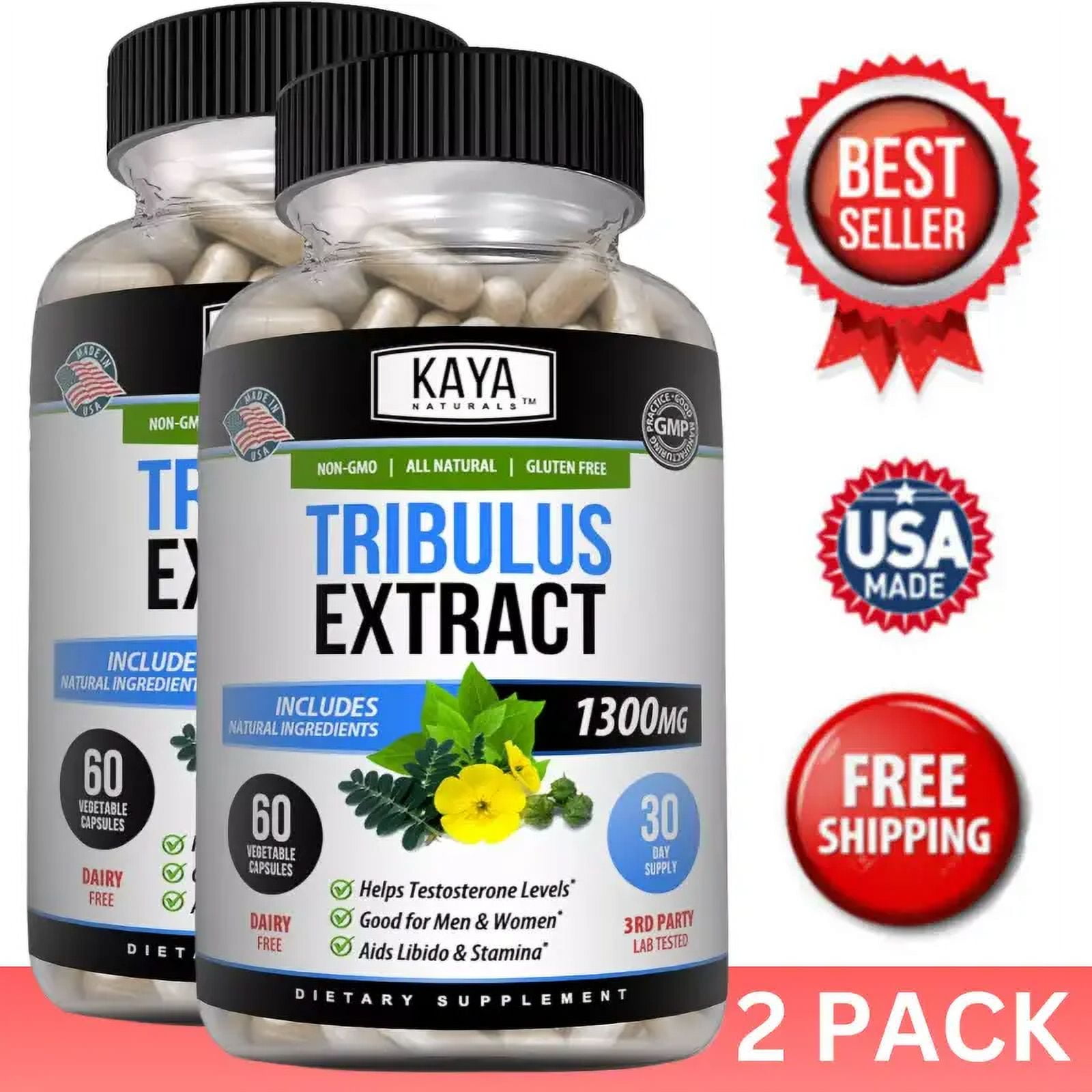 Bonzelo (2 Pack) Tribulus 45% Saponins 60ct Bladder & Urinary Tract ...