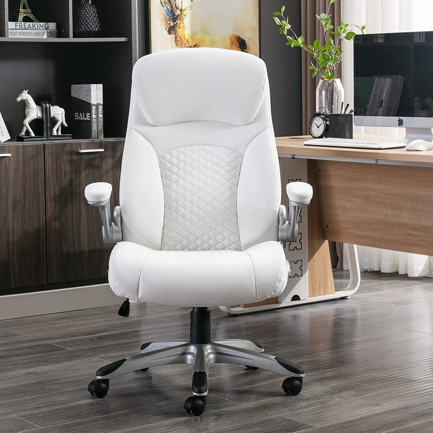 Bonzy Executive Office Chair High Back Ergonomic Desk Chair Faux Leather Managerial Chair with