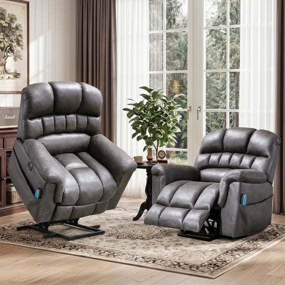 Bonzy Home 2 Pack Large Power Lift Chair Recliner for Elderly, Heavy Duty Electric Lift Recliner with Massage, for tall men, Gray