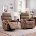 thumbnail image 1 of Bonzy Home 2 Pack Manual Recliner Chairs with Massage & Heat, Soft Fabric Double Reclining Single Sofa Set with Overstuffed Armrest & Backrest, Light Brown, 1 of 6