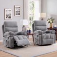 thumbnail image 1 of Bonzy Home 2 Pack Manual Recliner Chairs with Massage & Heat, Soft Fabric Double Reclining Single Sofa Set with Overstuffed Armrest & Backrest, Recliner Chairs with Side Pocket for Living Room, Gray, 1 of 7