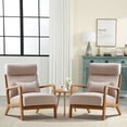 thumbnail image 1 of Bonzy Home 2-Pack Modern Accent Chair, Living Room Chair with Wood Armrests and Metal Frame, Comfortable, Beige, 1 of 5